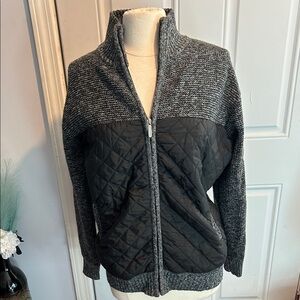 Men's Black and Gray Quilted Utility Jacket